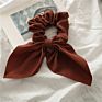 Hair Scrunchies Solid Color Silk Satin Women Bowknot Kids Hair Accessories Scrunchies Bow