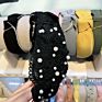 Hande Made Knotted Wide Headbands Women Lace and Pearl Elastic Accessories Headband