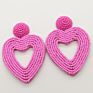 Handmade Boho Style Colorful Big Heart Shape Seed Bead Earrings for Women Jewelry