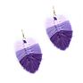 Handmade Cotton Earrings Bridesmaid Statement Leaf Fringe Earrings Macrame Feather Cotton Tassel Earrings