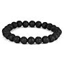 Handmade Men Women Vintage Lava Natural Stone Black Beads Adjustable Strech 8Mm 7 Chakra Bracelet for Girls