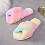 Home Slippers Shoes Ladies Cross Soft Plush Furry Female Open Toe Slides Women Warm Faux Fur Slippers