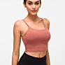 in Built Bra Short Style Sports Yoga Wear Crop Fitness Workout Women's Tank Cami Tops