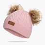 Infant Toddler Baby Knitting Woolen Hat Warm Pure Color Double Pom Pom Boys Girls Beanie Cap Kids Hats