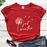 Just Breathe 100% Cotton T-Shirt Vintage Women Anxiety Graphic Tshirt