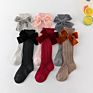 K1118204 1-8Y Kids Baby Knee High Girls for Children Princess Style Knit Toddler Cotton Long Socks with Velvet Bows