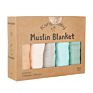 Kangobaby 5 Pack Multi-Functional 60*60 Bamboo Cotton Toddler Muslin Blanket Print Baby Burp Cloth Set