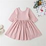 Kids Fall Wear Manufacturers Eco-Friendly Solid Color 95% Cotton Daily Life Dress for Girl