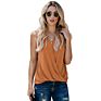 Ladies Ruffle Sleeveless Tops Women Candy Color Casual with Ruffles