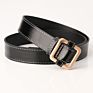 Lady Alloy Square Buckle No Hole Waist Belt Adjustable Jeans Pu Belt for Woman