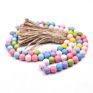 Large Wooden Bead Garland with Tassels Christmas Wood Crafts Decorations for Home Decor Wood