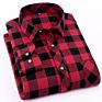 Long Sleeve Check Flannel Shirt Polyester Men with Printing