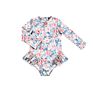 Lovely Ruffle Legs Baby Infants Toddlers Floral Swimsuits Zipper up Kids Swimwear for Girls Long Sleeve Little Girl Swim Suites