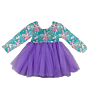Lz Children Pink Rainbow Printing Tutu Dress for Kid Valentines Day Longsleeve Baby Girl Dress Party Dresses