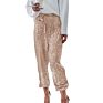 Made Gold Silver Sequin Women Loose Pants with Drawstring