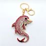 Muyang Style Multiple Diamond Dolphin Shape Keychain Colorful Alloy Kids Keychain Rose Gold Keyring for Gift