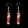 Natural Crystal Stone Beaded Earrings Multicolor Stones Tassel Hook Earrings