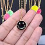 Gold Neon Smile Smiley Pendant Necklace