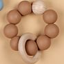 Custom Non-Toxic Wooden Teething Toy Silicone Beads Baby Teether