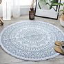 Nordic Ethnic Style Cotton Linen round Floor Mat for Living Room Bedroom Anti-Slip Doormat Tassels Boho Carpet