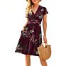Office Lady Women Femal Ladies Short Sleeve Deep V Shirt Dress Midi Beach Dress Elegant Party Dress Vestidos