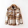 Oversized Design Plaid Color Shirt Coat Casual Women's Jackets with Pocket