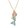 Product Cute Design Alloy Gold Plated Seashell Starfish Mermaid Beach Style Corlorful Pendant Necklace for Kids