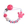 Silicone Baby Pacifier Clip Handmade Free Personalized Crochet Beads Silicone Crown Pacifier Chain Holder Baby Safe Teething