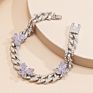 Small Butterfly Cuban Link Anklet 9Mm Iced Out Cuban Anklets Women Hip Hop Rapper Bling Foot Jewelry