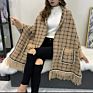 Soft Material Warm Knit Jacquard Fringed Ponchos Shrugs for Women