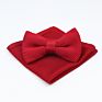 Solid Color Knitted Hankerchief Bowtie Set Soft Red Blue Purple Pink Wedding Pocket Square Bow Tie Accessory Gift