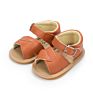 Solid Pu Leather Baby Sandals 0-18M Baby Girl Shoes with Buckle Strap