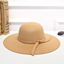 Style Woollen Hat Big Brim Buckle and British Pu Leather Belt Fedora Hat for Ladies