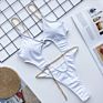 Swimwear Backless One Piece Bikini Swimsuit Chain Cutouts Body Female Bathing Suit Solid