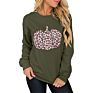 Tkop1959 Fall/ Women's round Neck Halloween Pumpkin Leopard Print Long Sleeve Women Sweatshirt