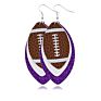 Trending Unique Rugby Football Sports Earings Water Drop Glitter Leather Teardrop Earrings Women