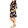 V-Neck Wrap Self-Tie Waist Dress Breastfeeding Maternity Dresses Pregnant Women