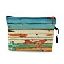 Vintage Beach Scenery Print Women Travel Storage Bag Linen Cloth Toiletries Organize Cute Cosmetic Bag Portable Make up Pouch
