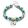 Vintage Heart Elephant Owl Starfish Turtle Pendant Turquoise Beads Women Beach Anklet Bracelet Foot Jewelry