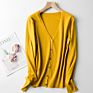 Women Autumn/ Knit Cardigan with Button Solid Color V-Neck Slim Ladies Wool Designer Outer Sweater