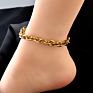 Women Foot Jewelry Gold Plated Stainless Steel Cuban Link Chain Anklet