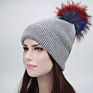 Fashion women knit hats with poms