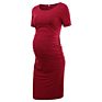 Women's Casual Maternity Bodycon Ruched Side Dress Short & 3/4 Sleeve for Daily Wearing/ Baby Shower
