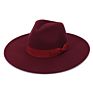 Womens Classic Wide Brim Floppy Panama Bow Hat Belt Buckle Wool Felt Fedora Hat