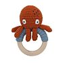 Wood Baby Teether Handmade Crochet Dog Rattle Wood Ring Baby Toys Animal Teething Toy Baby Wooden Teether