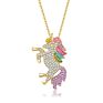 Yiding Design Jewelry Sets Fine Crystal Rhinestone Rainbow Color Unicorn Necklace Set with Earrings Bracelet Ring