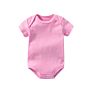 Yiwu 0-24M 100% Organic Cotton Plain Infant Newborn Baby Pink Blue White Unisex Rompers Short Sleeve Jumpsuit