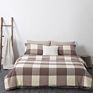 100% Cotton 4 Piece Bedding Set Plaid Checker Pattern Minimalist Style Twin Queen King Size Fitted Sheet Bedding Set