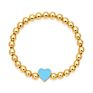 18K Real Gold Plated 6Mm Brass round Beads Personalized Diy Enamel Heart Charm Bracelet for Women Girls