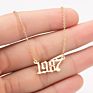 1980- Birth Year Number Stainless Steel Pendant Necklace for Women and Men